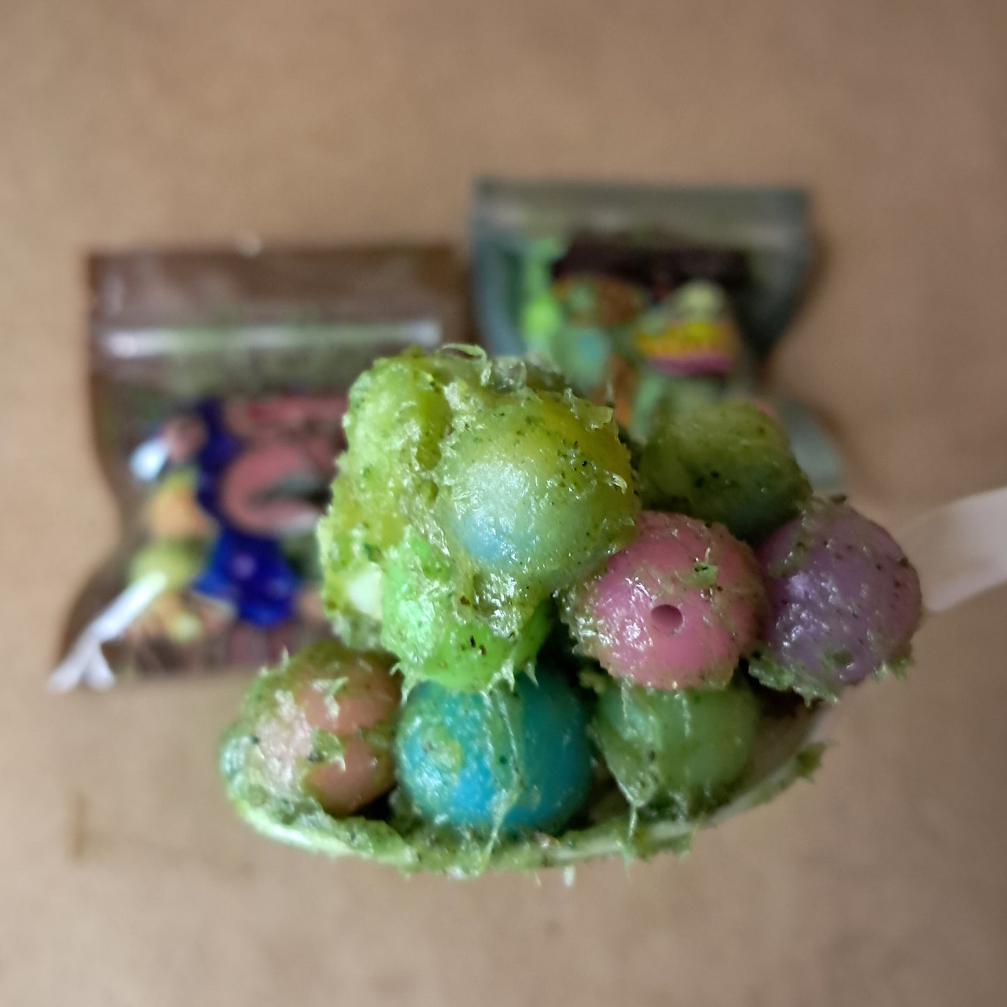 Monkey Balls! Fishing Lures Sample - 10 Piece Sinking Silicone Glow in the Dark UV Lures covered in Bait Attractant Gel