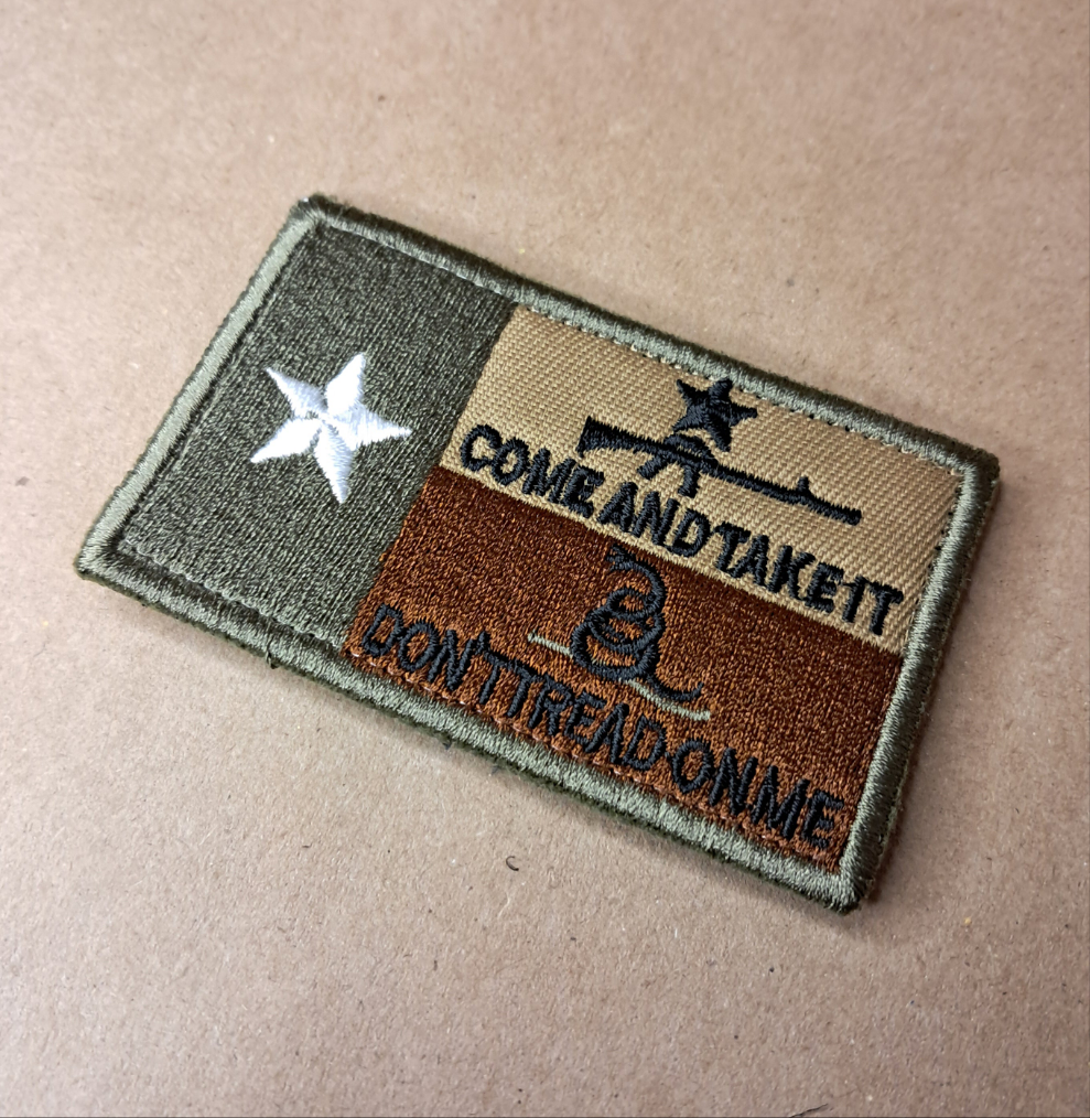 Texas Velcro Patch Embroidered 3X2 inch Dont Tread on Me Tactical Morale Hook and Loop
