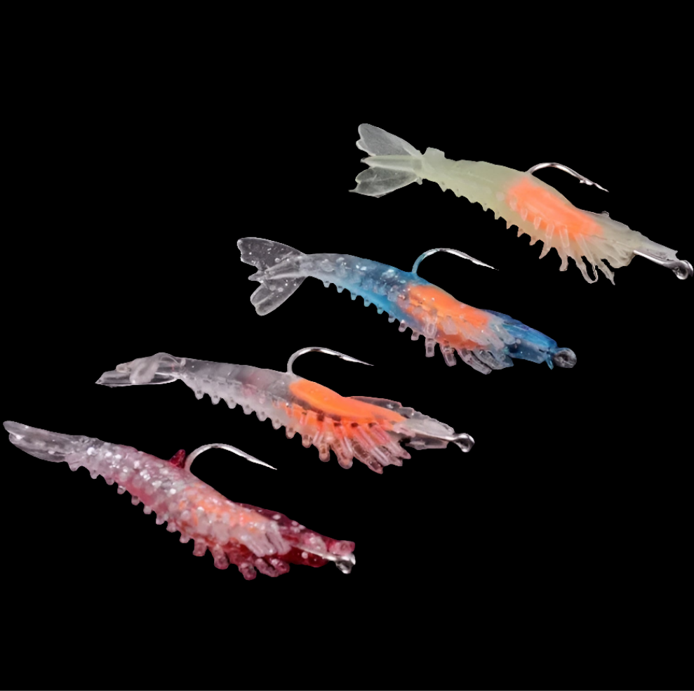 4 Pack Shrimp Lure Jig Bionic Swim Bait 1/10th Oz
