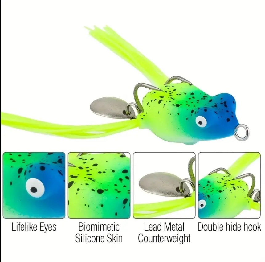 5 Piece Frog Spoon Lures 1 Inch Body