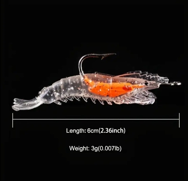 4 Pack Shrimp Lure Jig Bionic Swim Bait 1/10th Oz