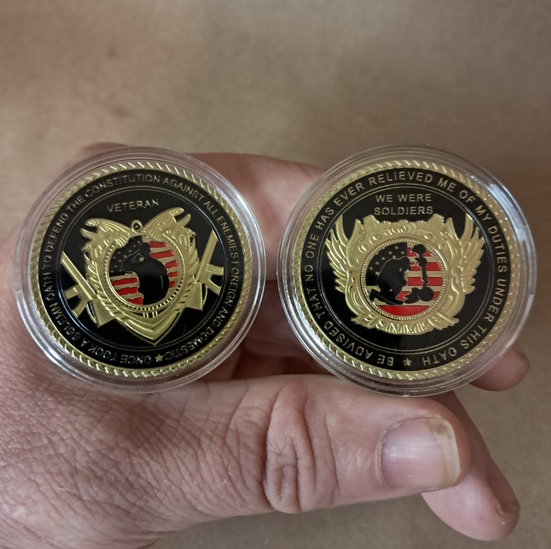 U.S. Military Commemrative Steel Coins 1.57 inches with Plastic Protective Case Navy Army Marines Air Force Coast Guard First Responder Veteran