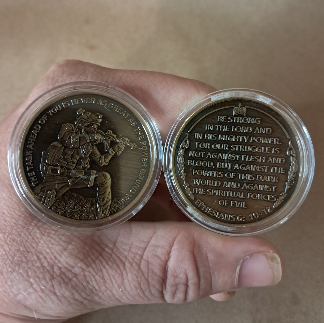 U.S. Military Commemrative Steel Coins 1.57 inches with Plastic Protective Case Navy Army Marines Air Force Coast Guard First Responder Veteran