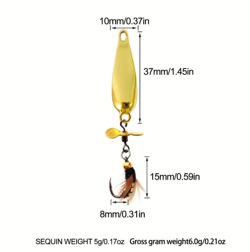 5 Pack Bionic Insect Spinner Bait, Artificial Hard Dry Fishing Lure For Salmon And Trout Fishing 1/8th Oz