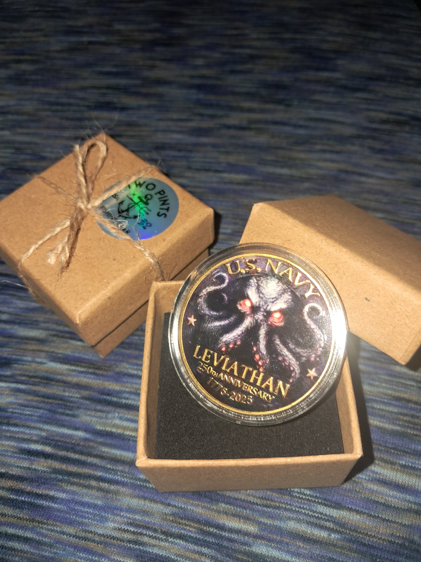 U.S. NAVY Challnge Coin 1.57 inches includes Protective Case and Hand Tied Gift Box - Solid Iron Full Color Embossed/Engraved Images