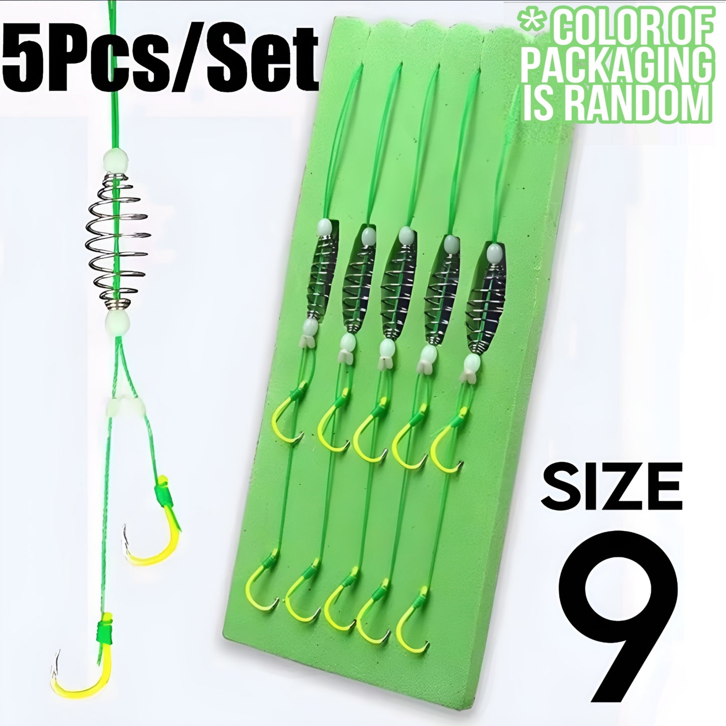 5 Pack Spring Bait Cage with dual fluorescent hooks - hand tied Carp Bait cages with hooks