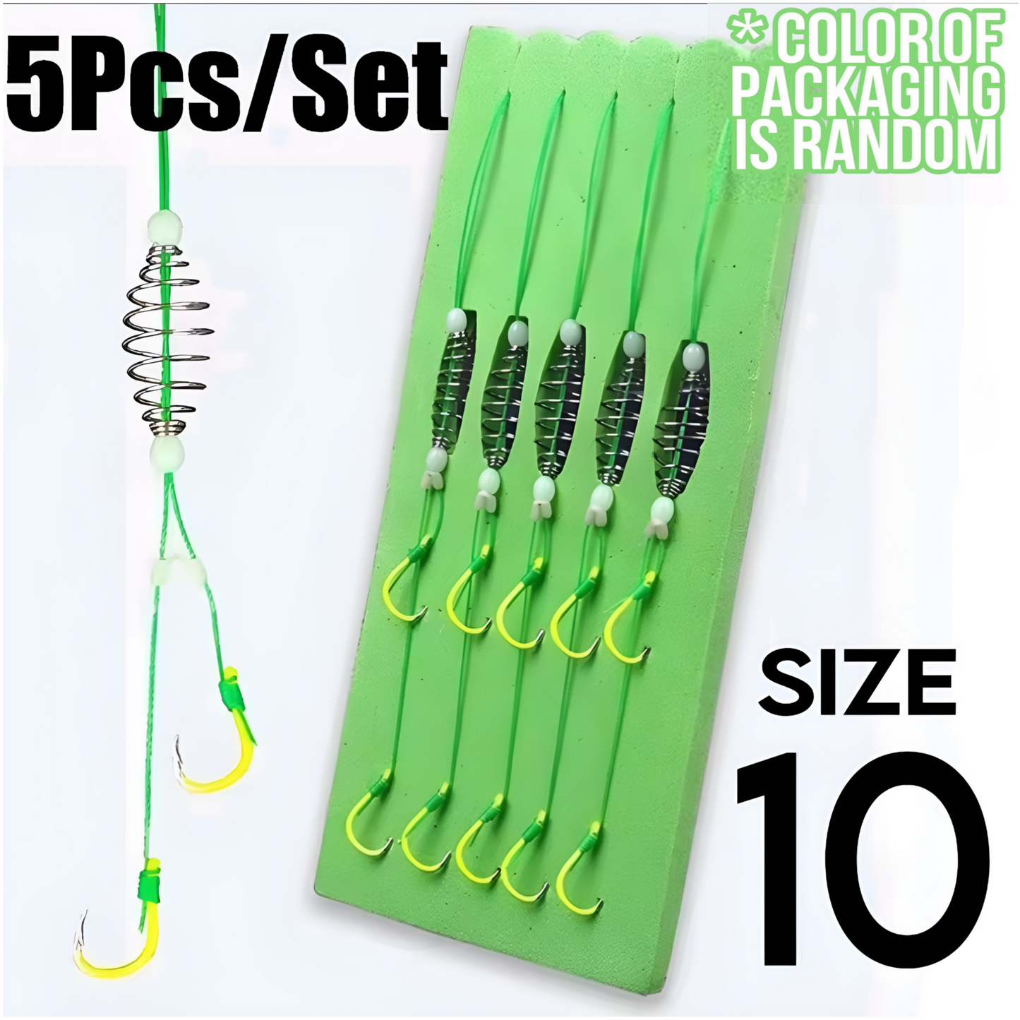 5 Pack Spring Bait Cage with dual fluorescent hooks - hand tied Carp Bait cages with hooks