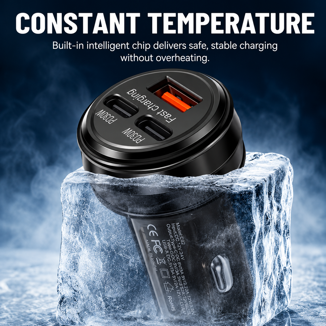 3-Port 80W Fast-Charge Car Charger