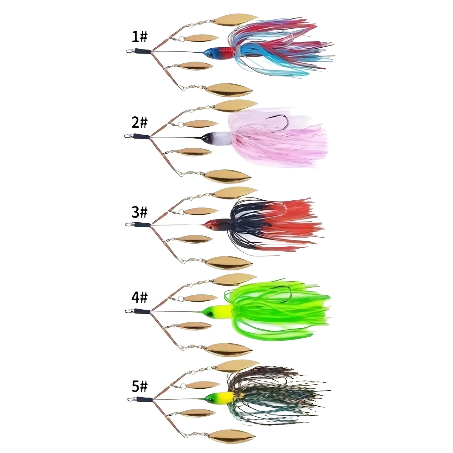 5pcs Bionic Willow Blade Spinnerbait Set