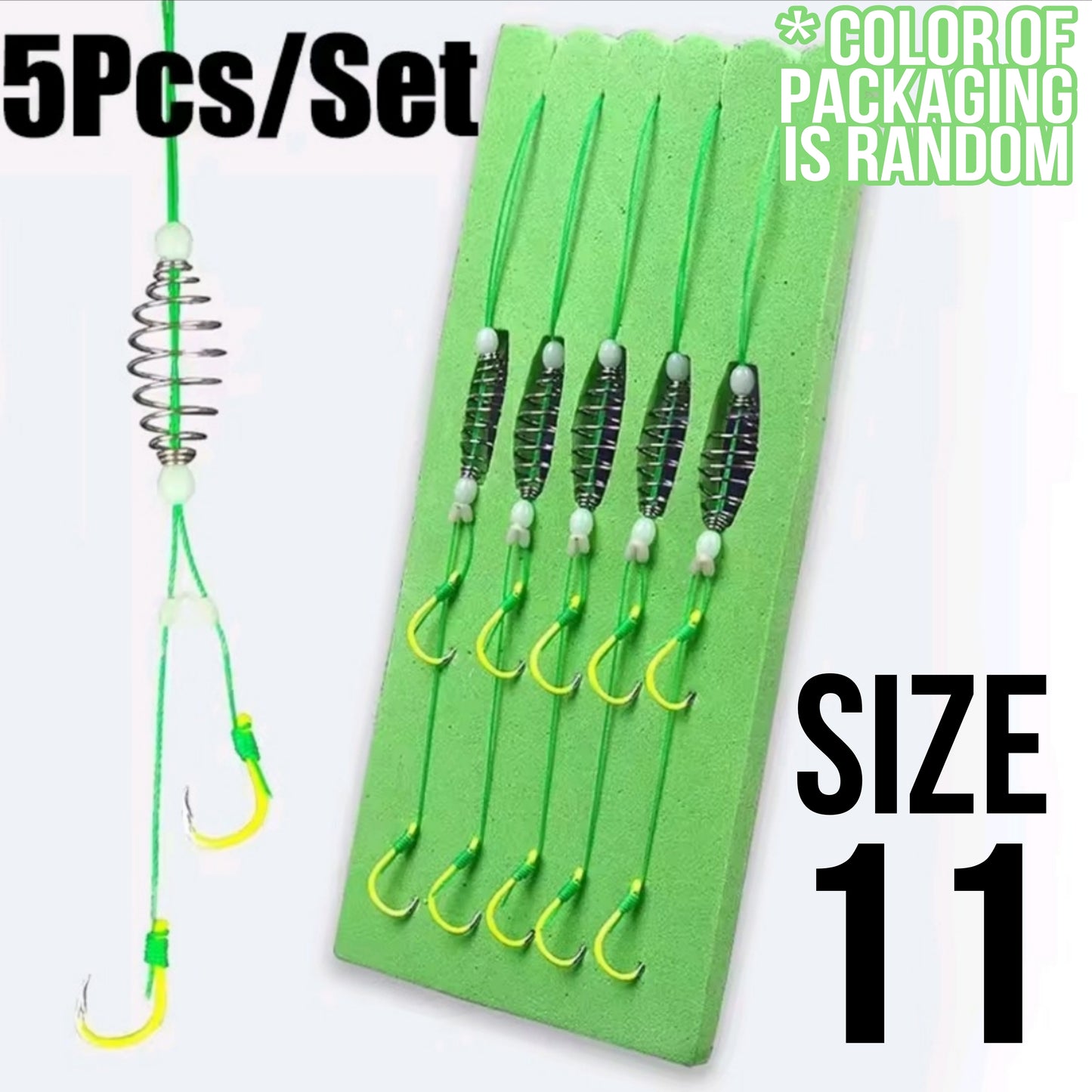5 Pack Spring Bait Cage with dual fluorescent hooks - hand tied Carp Bait cages with hooks