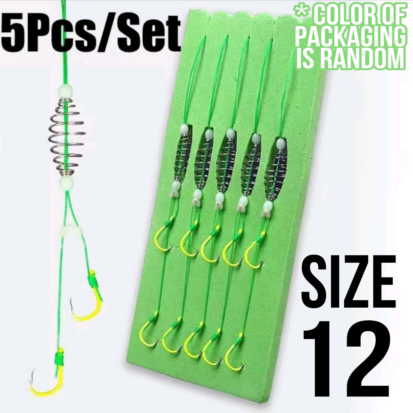 5 Pack Spring Bait Cage with dual fluorescent hooks - hand tied Carp Bait cages with hooks