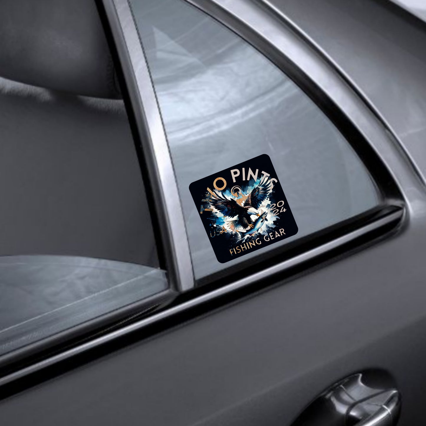 Waterproof Sticker 2.5 Inch - Scratch proof UV Resistant Heavy Duty Sticker for Outdoor/Indoor use - Eagle and Trout
