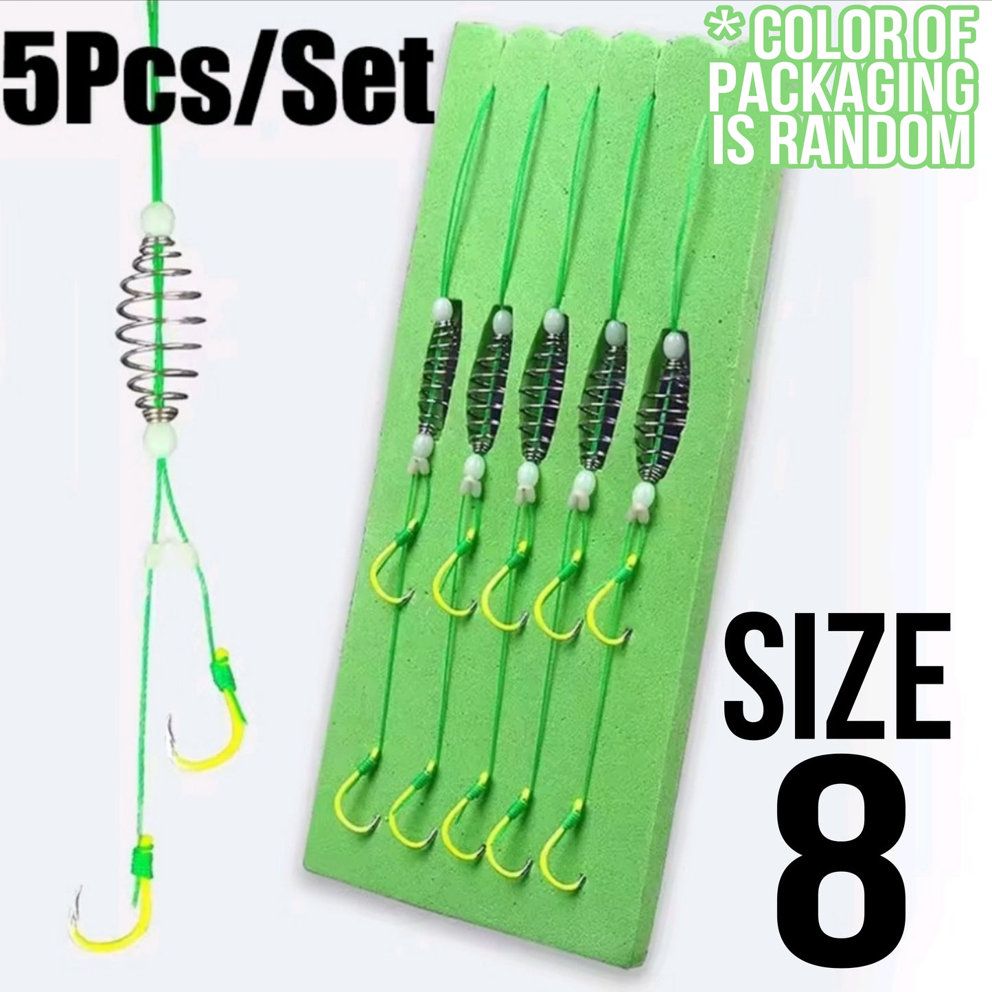 5 Pack Spring Bait Cage with dual fluorescent hooks - hand tied Carp Bait cages with hooks