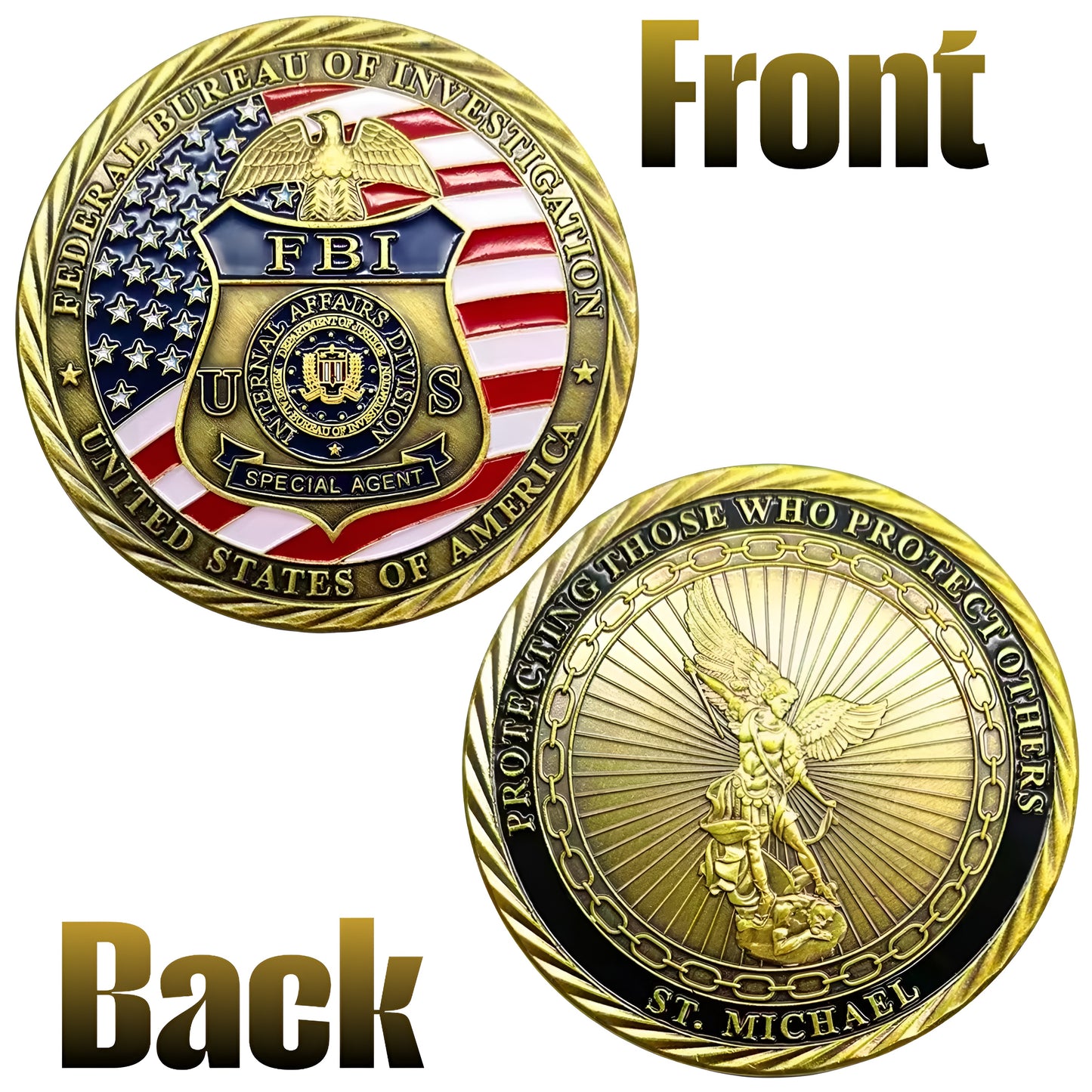 U.S. Military Commemrative Steel Coins 1.57 inches with Plastic Protective Case Navy Army Marines Air Force Coast Guard First Responder Veteran Christian