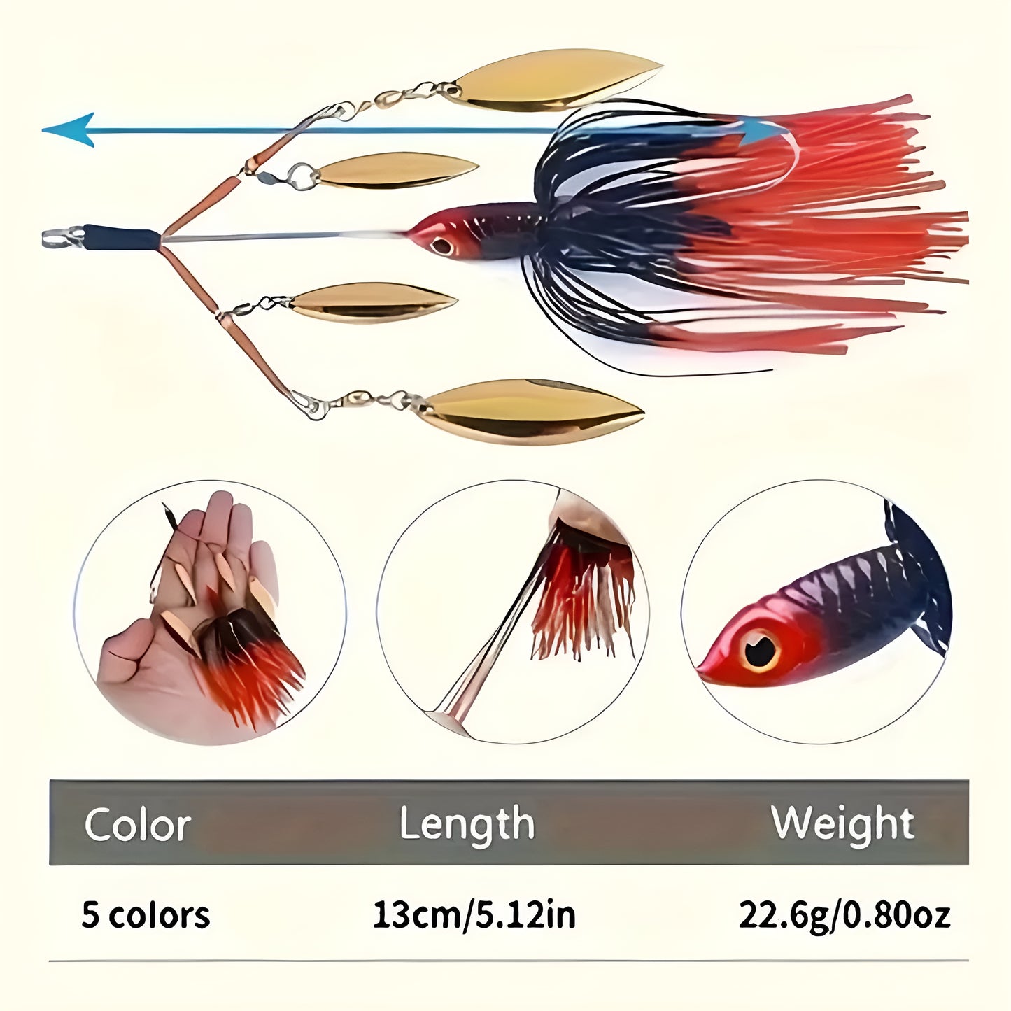 5pcs Bionic Willow Blade Spinnerbait Set