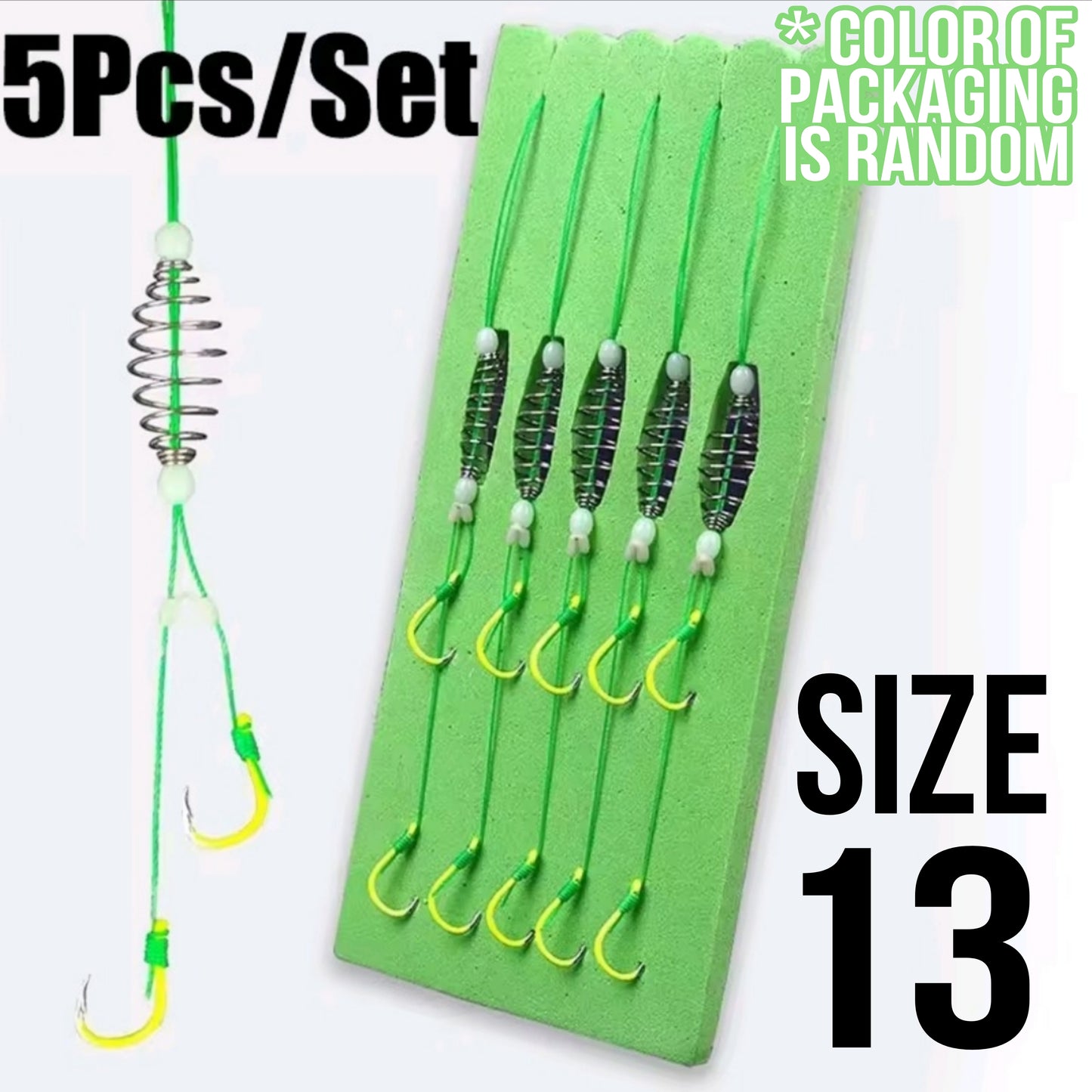 5 Pack Spring Bait Cage with dual fluorescent hooks - hand tied Carp Bait cages with hooks