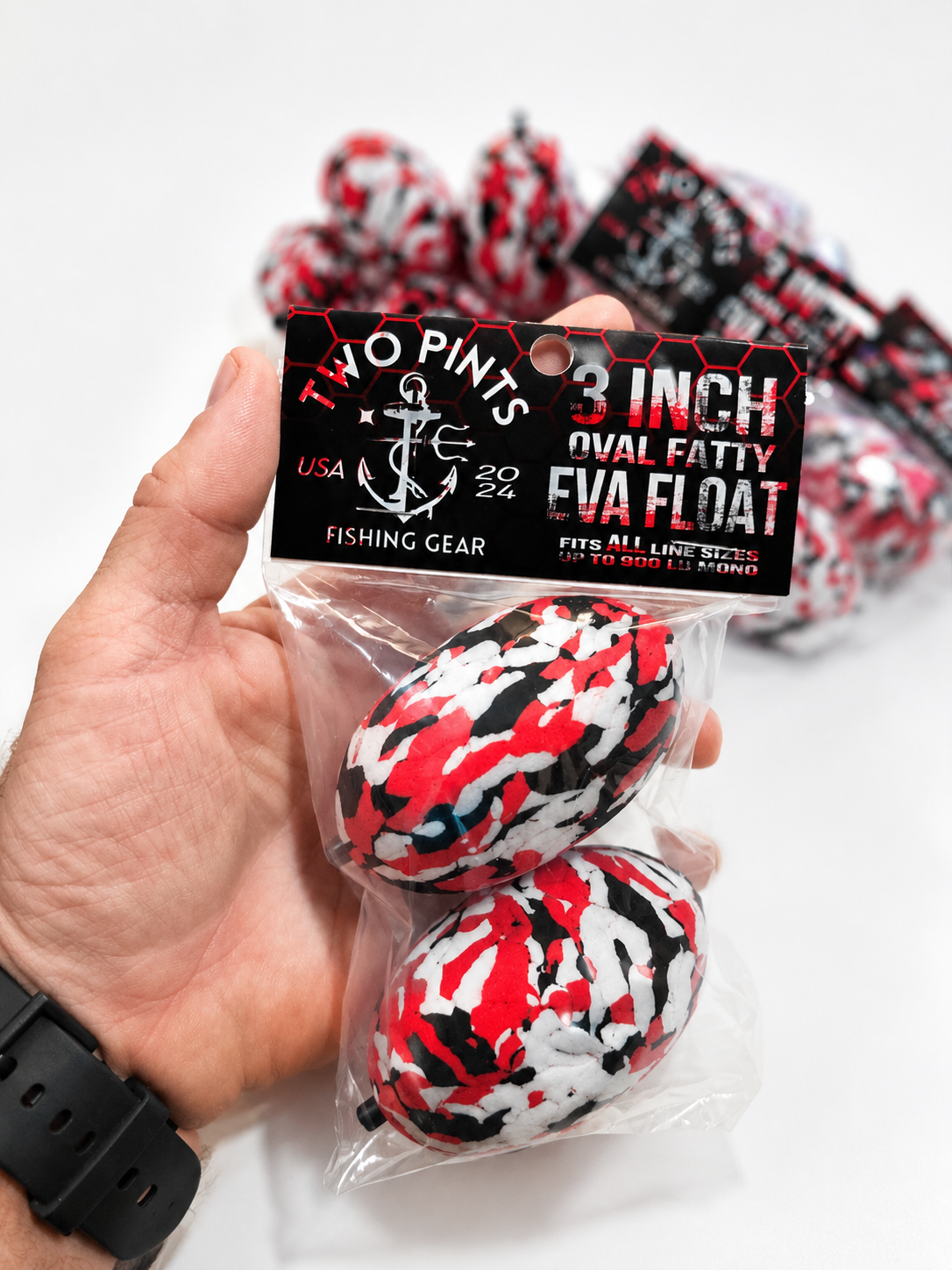2 Pints Fishing™ 3” EVA Fatty Foam Float – Exclusive Red Camo (2 Pack or Bulk 10 Pack)