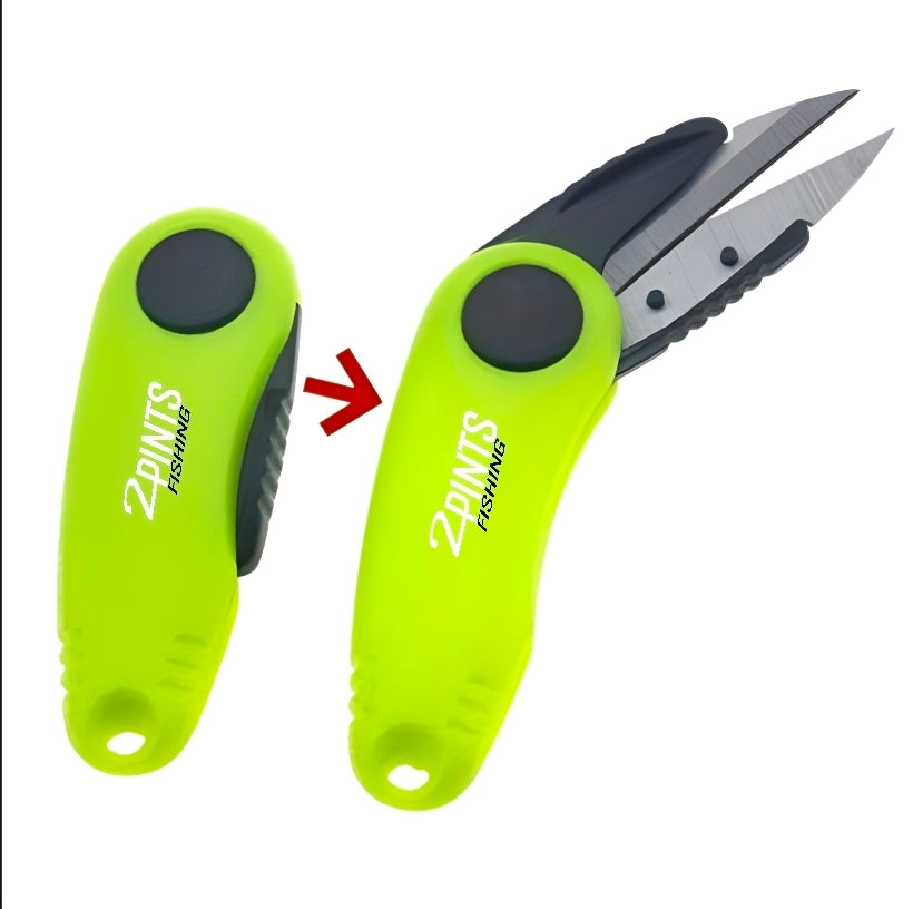 Compact Braid Cutting Scissors - Foldable Steel Blade ABS Crushproof Fishing Scissors with Keychain Hole for Mono Nylon and Braid