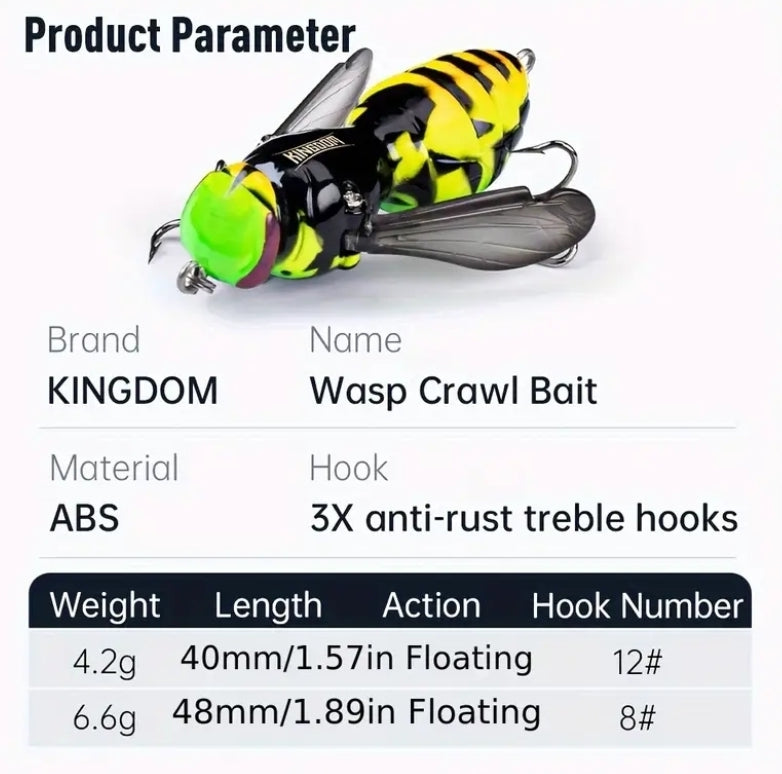 1.57 Inch Bionic Wasp Topwater Fishing Lure