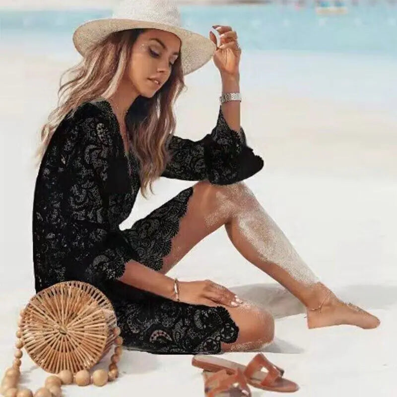 Lace Bathing Suit Cover Up Boho Beach Women Maxi Bikini Sundress