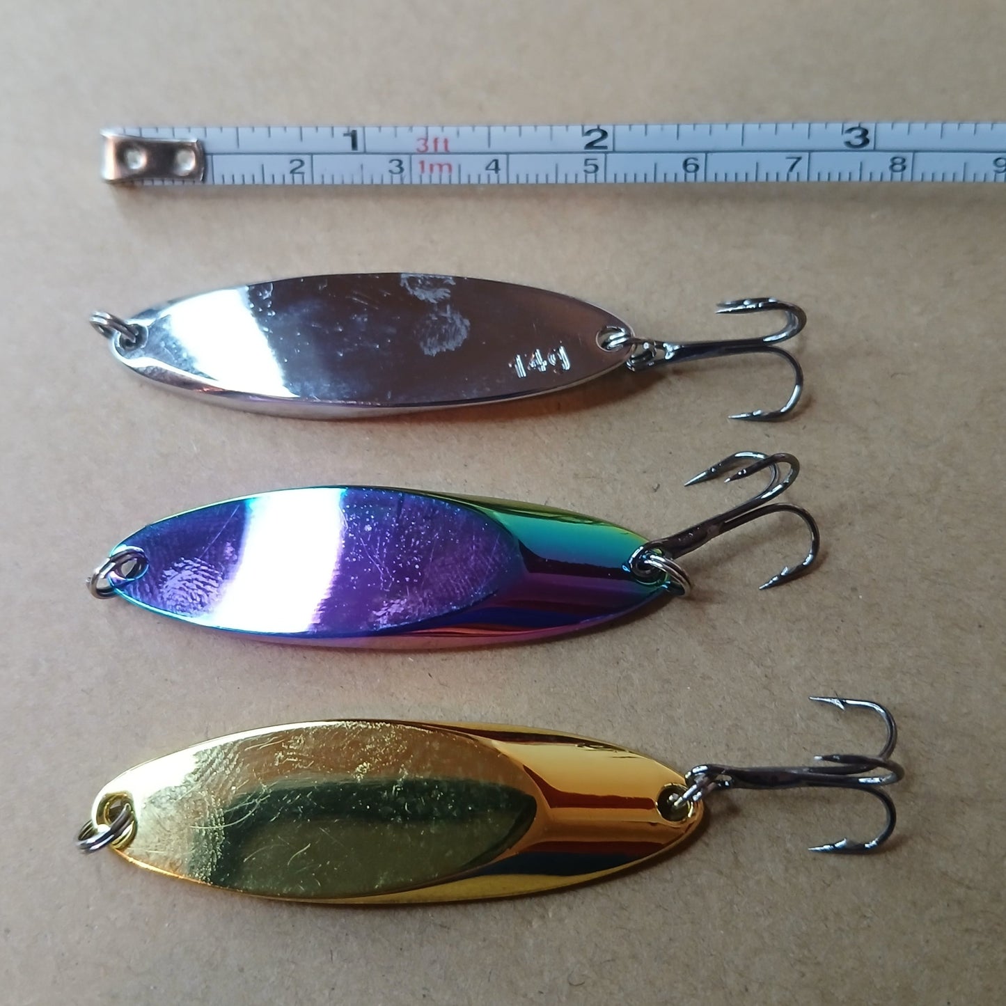 3-Pack Casting Spoons Gold Silver NeoChrome 2oz-1/16oz with Treble Hook