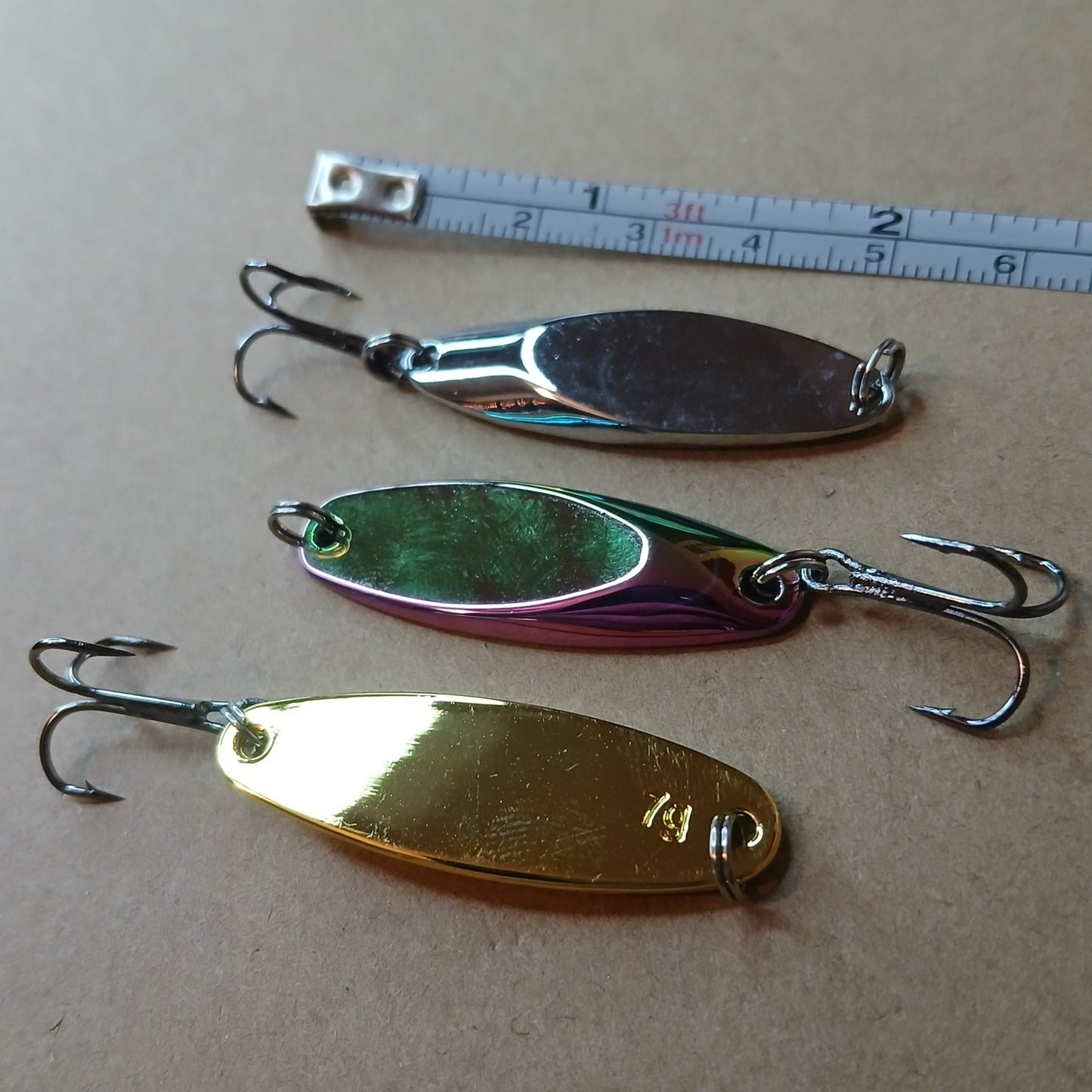 3-Pack Casting Spoons Gold Silver NeoChrome 2oz-1/16oz with Treble Hook