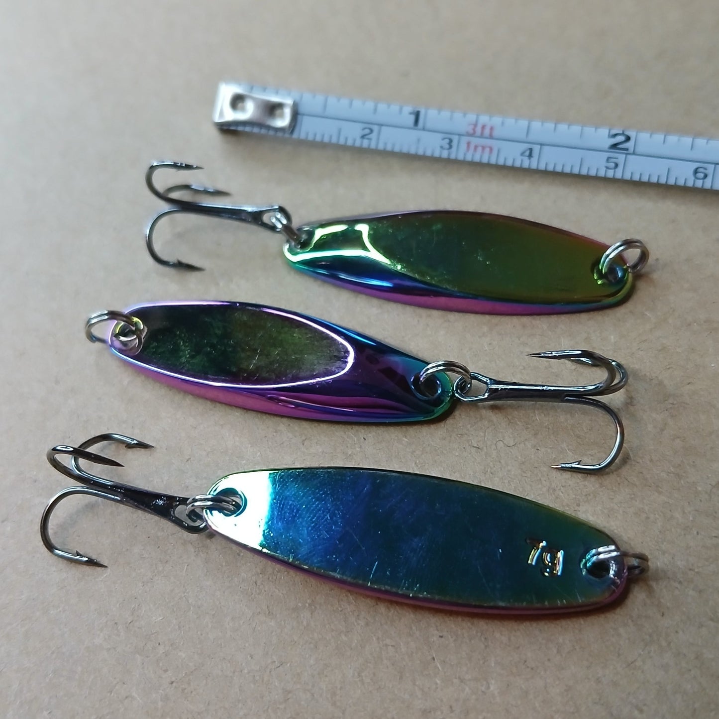 3-Pack Casting Spoons Gold Silver NeoChrome 2oz-1/16oz with Treble Hook