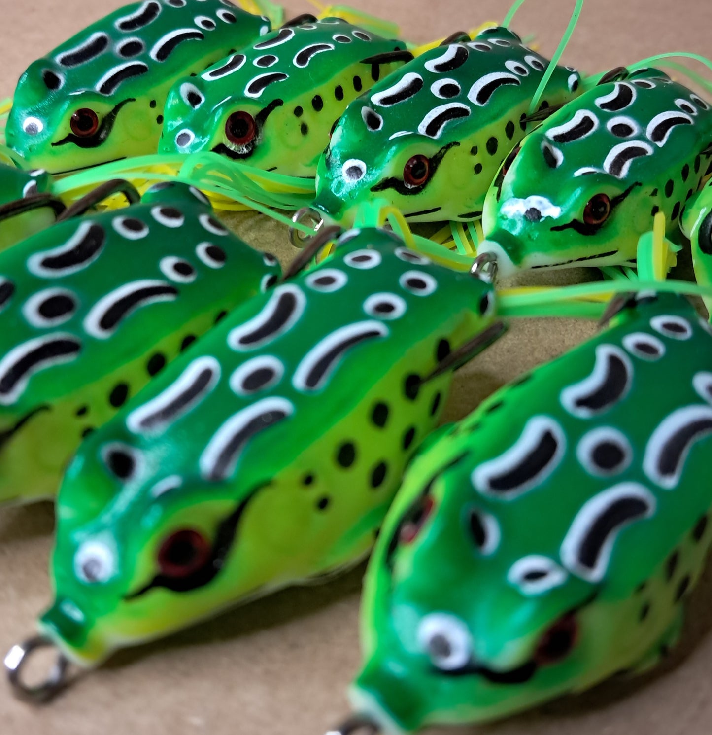 10 pack Topwater Frog Lures 2 inch 8.7 Grams Classic Green