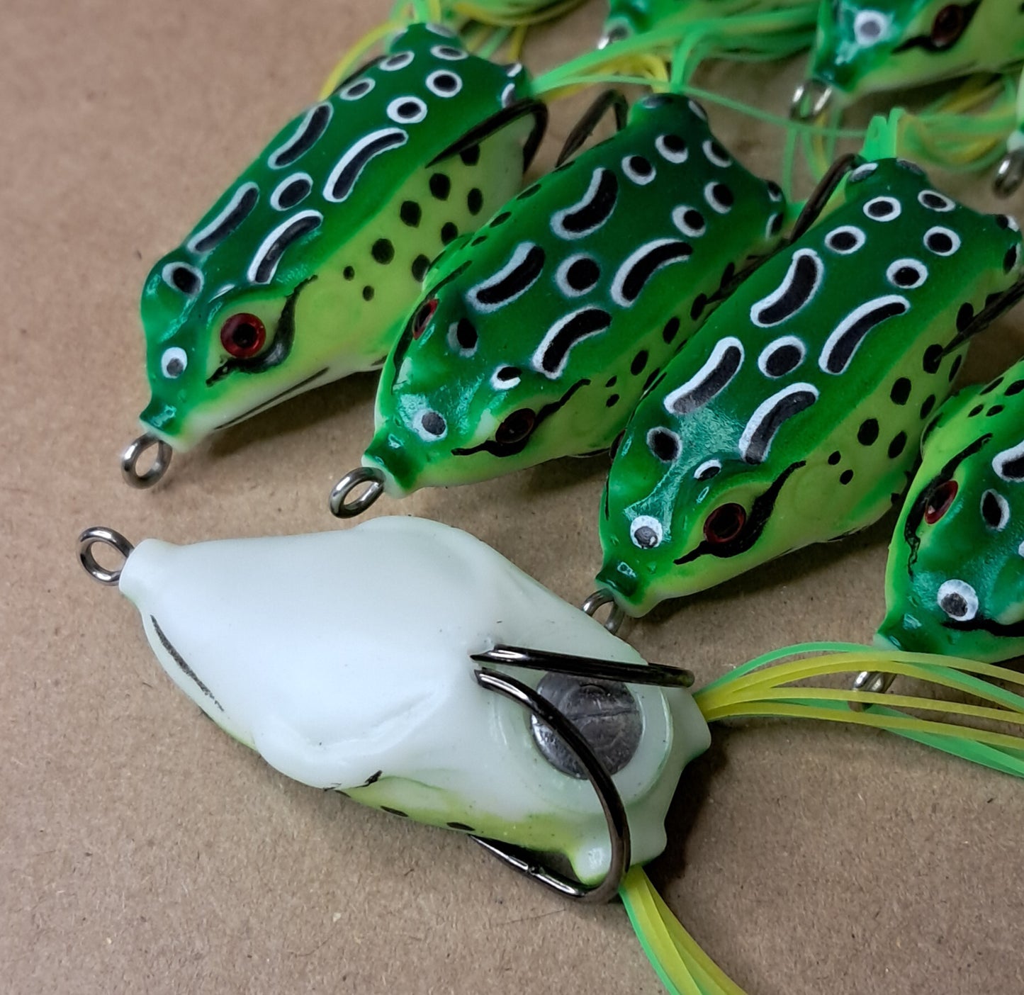 10 pack Topwater Frog Lures 2 inch 8.7 Grams Classic Green