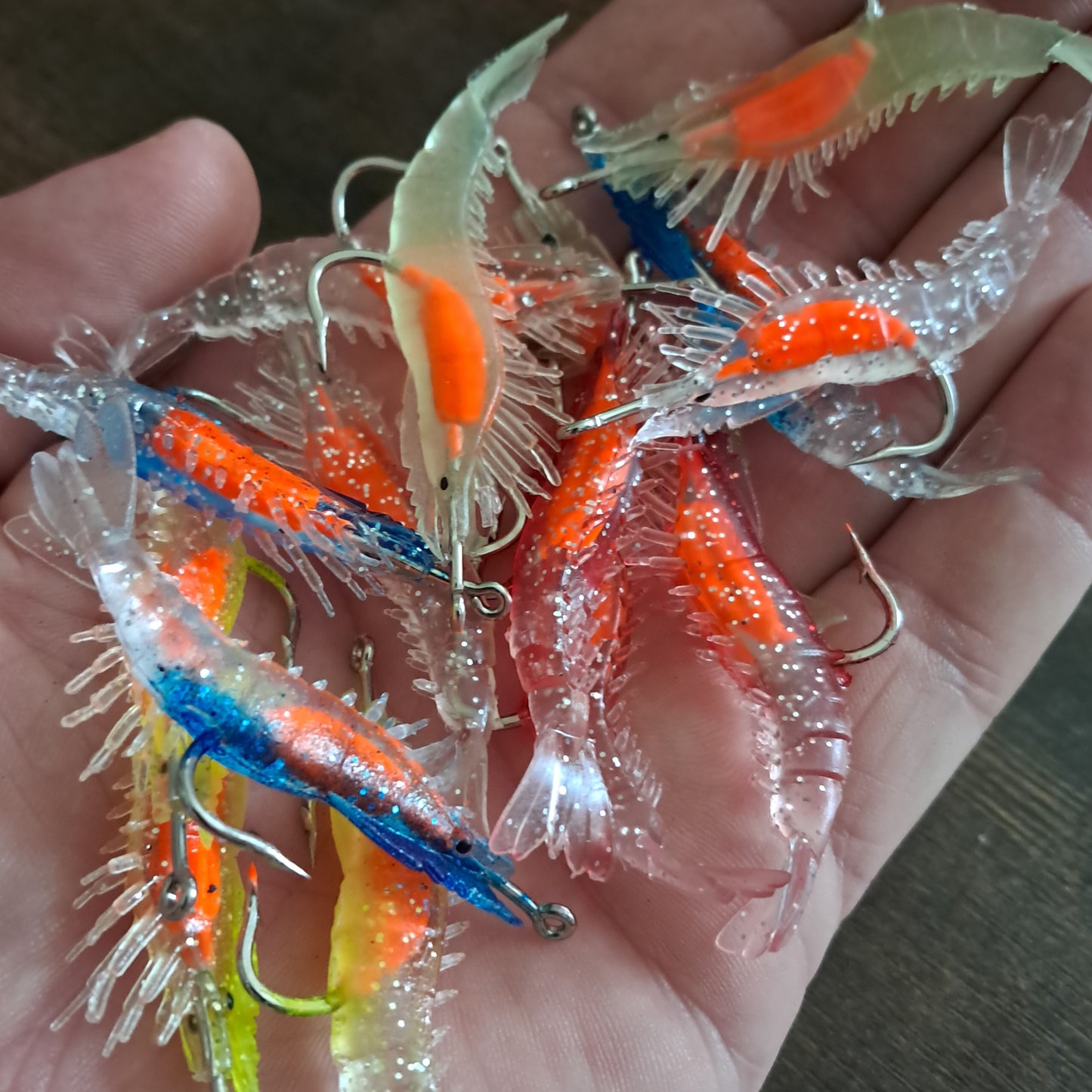 15 Pack Weighted Shrimp Lure Bionic Swim Bait 1/10th Oz