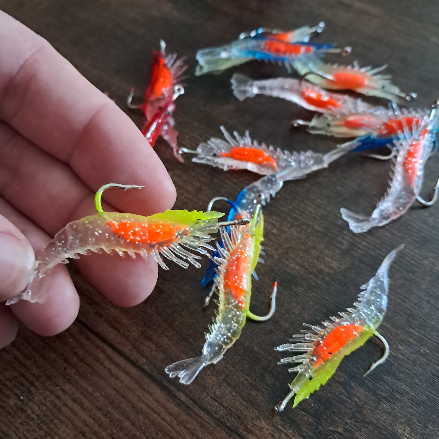 15 Pack Weighted Shrimp Lure Bionic Swim Bait 1/10th Oz