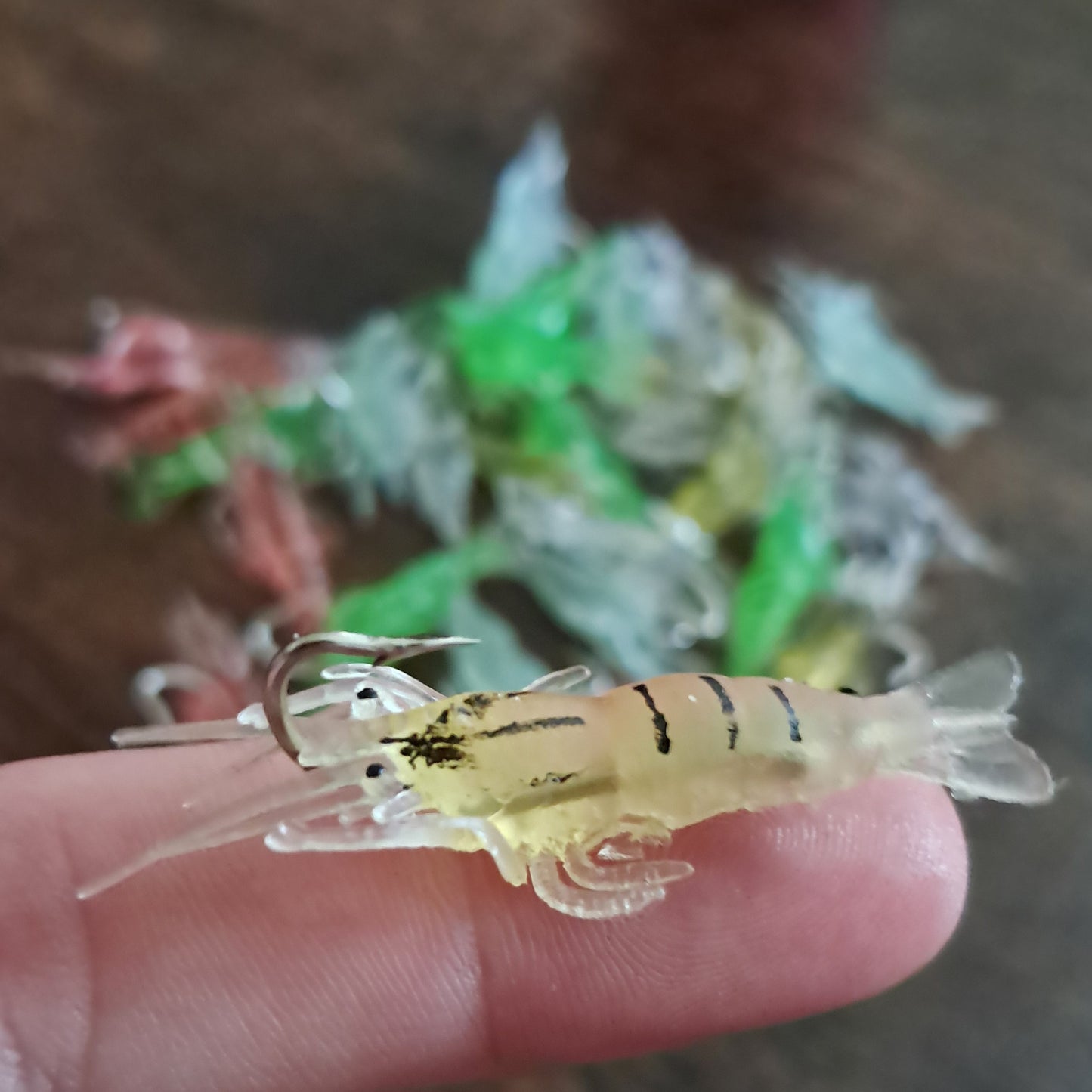 30 Piece Shrimp Lure with Hooks Mixed Colors 1 Inch