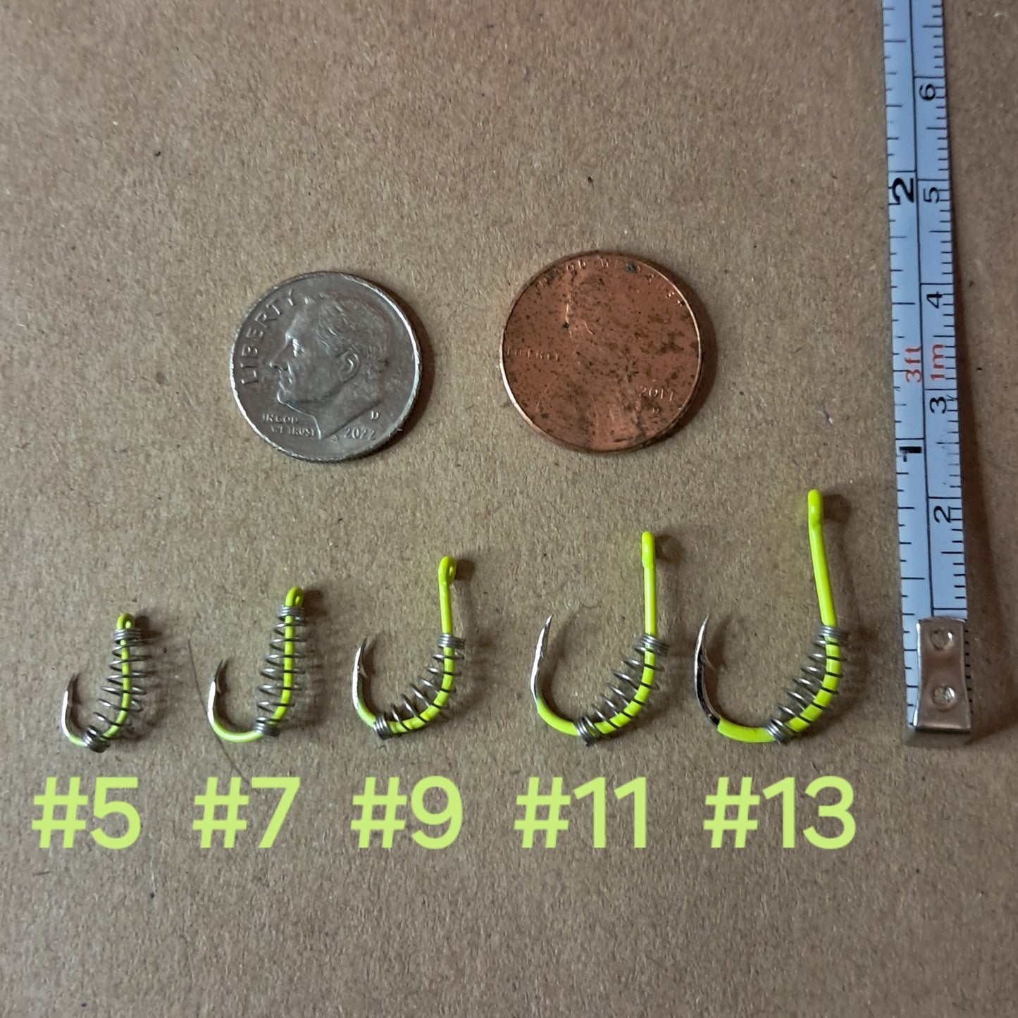 20pcs/pack High-Visibility Fluorescent Green Fishing Hooks - Durable Stainless Steel with Spring Barbs