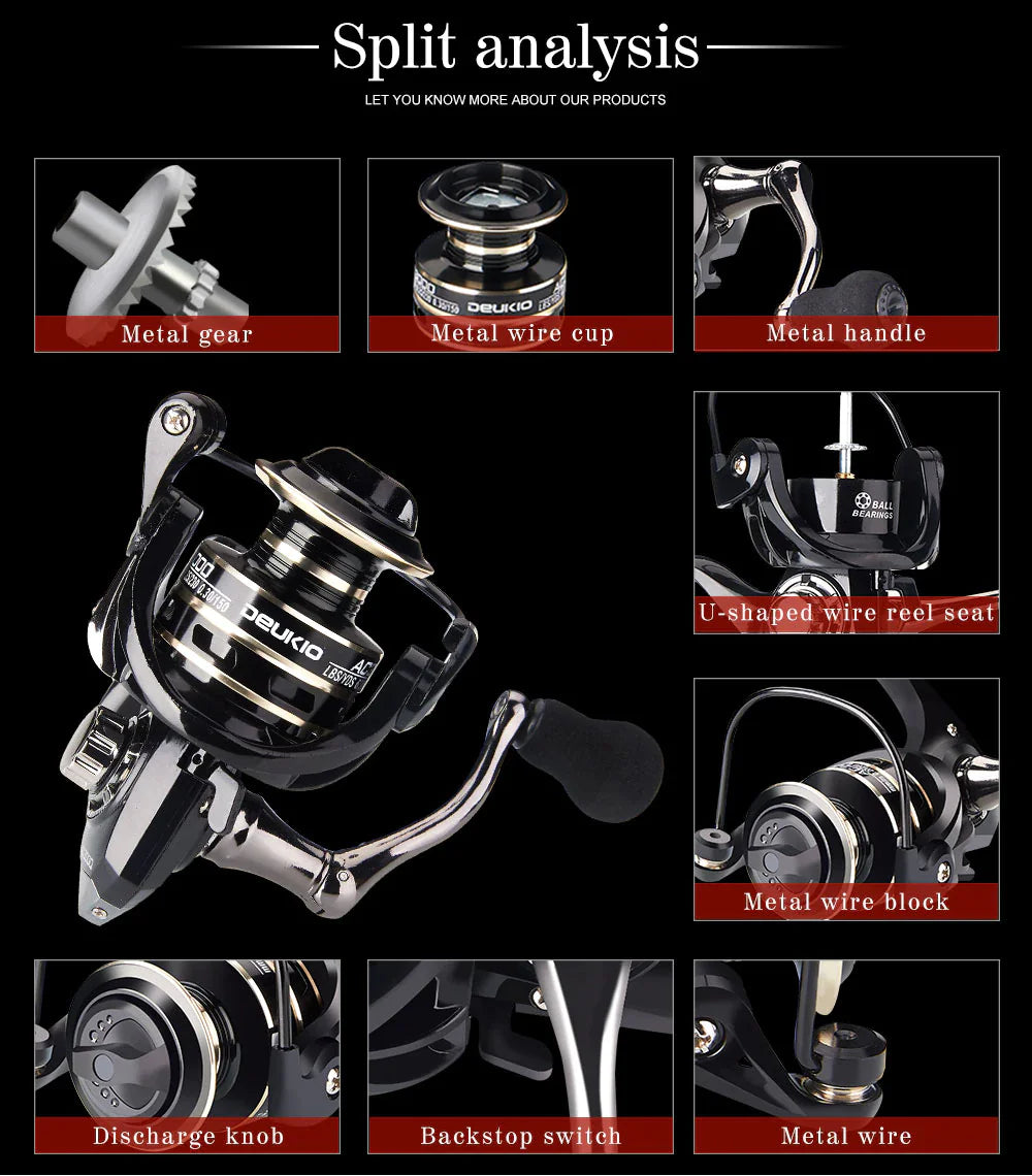 12BB Metal Spinning Fishing Reel 5.2:1 Freshwater Saltwater Left Right Hand Reel