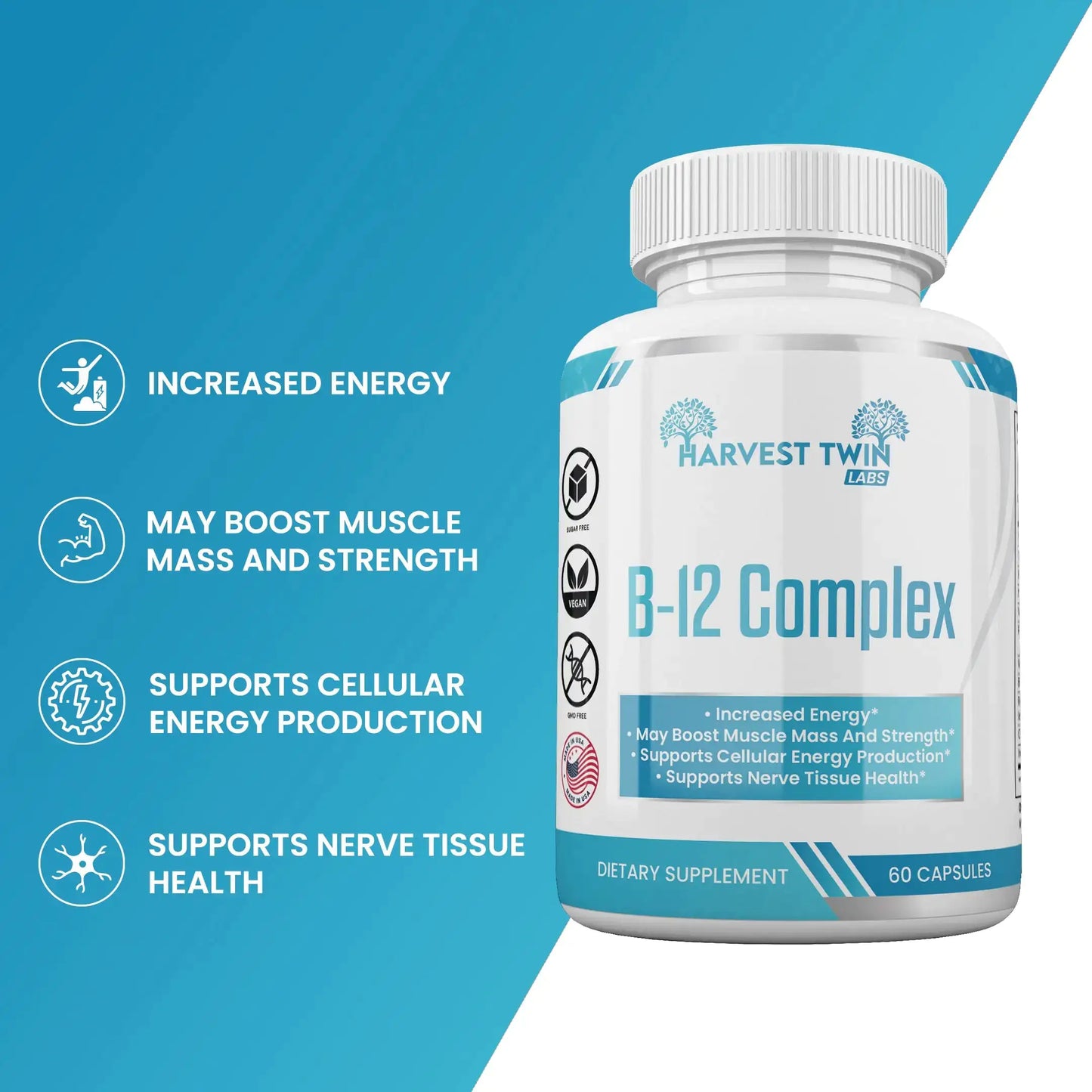 B-12 Complex Vitamin Supplement for Increased Energy & Vitality