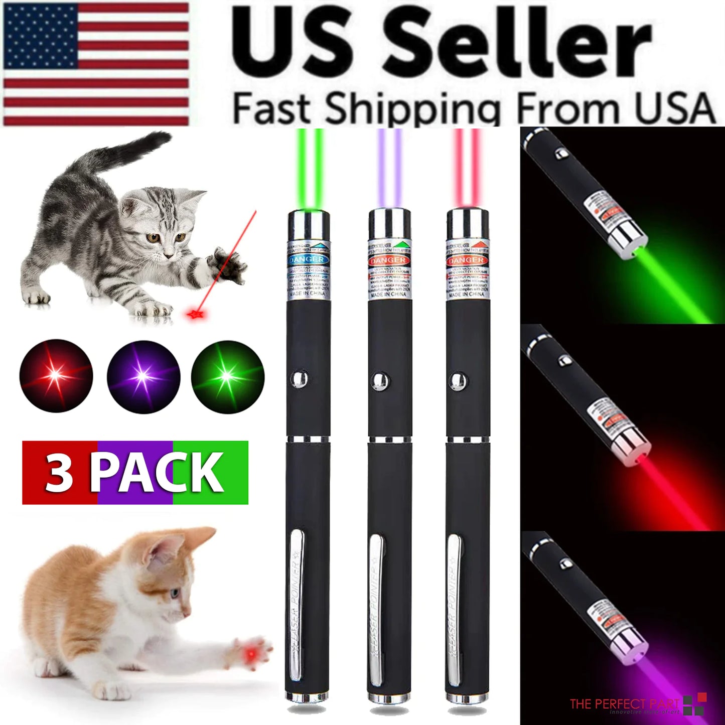 3 Packs 2 Mile Laser Pointer Pen