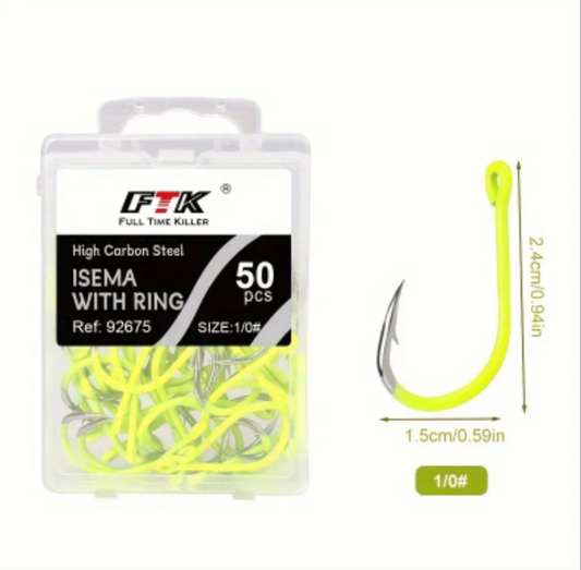 50 Pack High-Carbon Steel Hooks