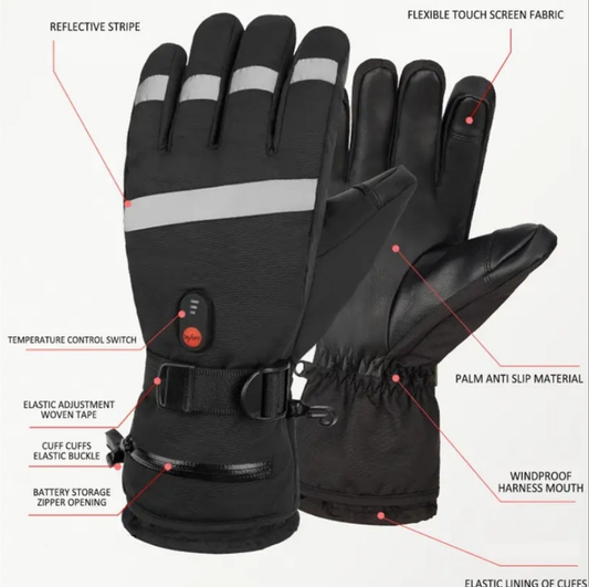 Rechargeable Heated Gloves - 6000mah - Windproof/Waterproof - Touchscreen Compatable Fingertips