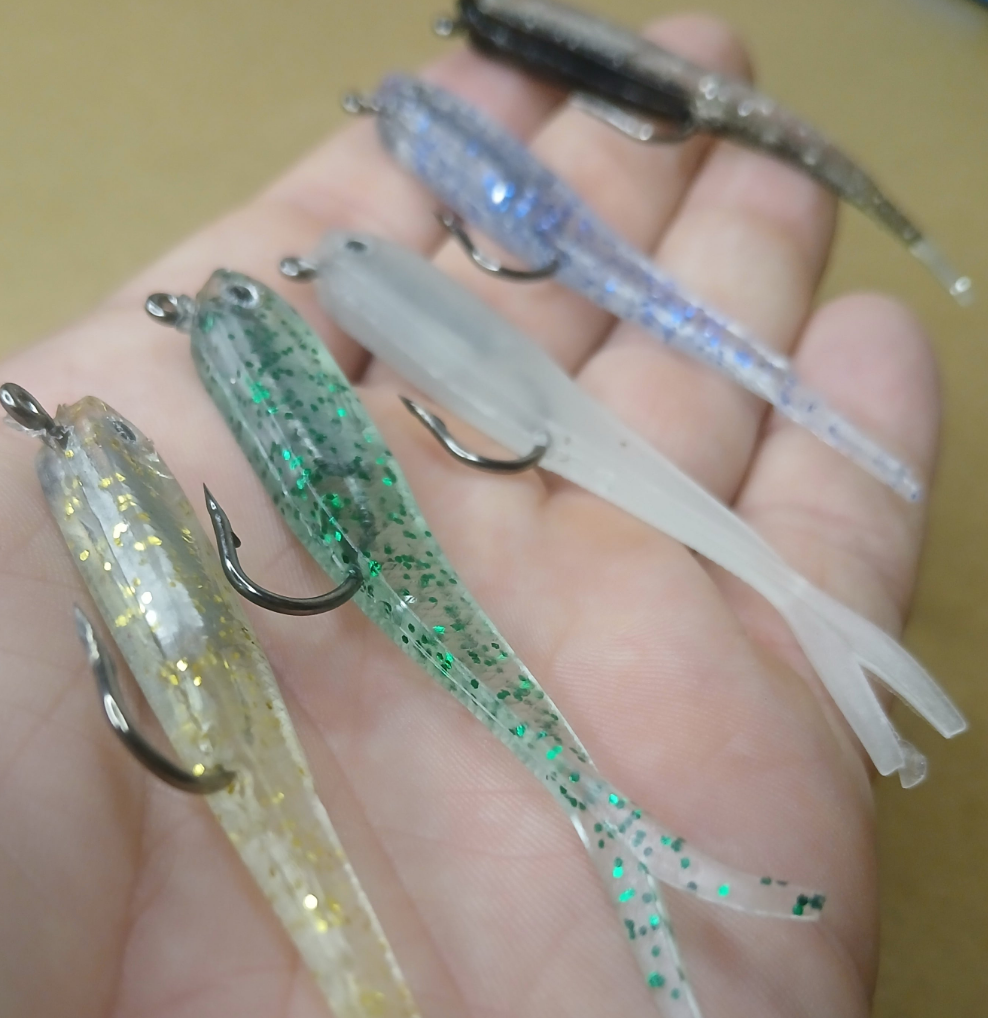 5 Pack Fluke Jighead Lures ( 2.94 inch - 1/5th Oz)