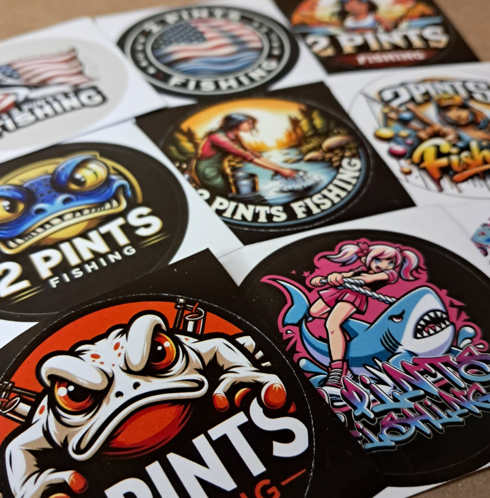 9 Pack Stickers - First Edition 2 Pints Fishing Stickers 2 inch