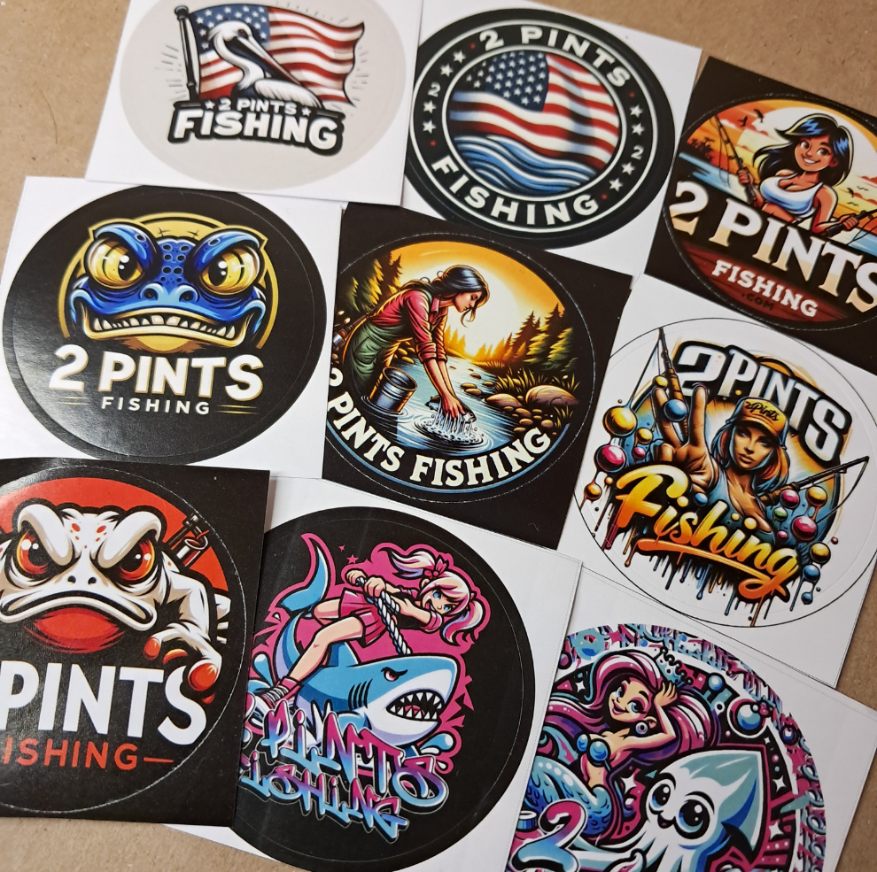 9 Pack Stickers - First Edition 2 Pints Fishing Stickers 2 inch