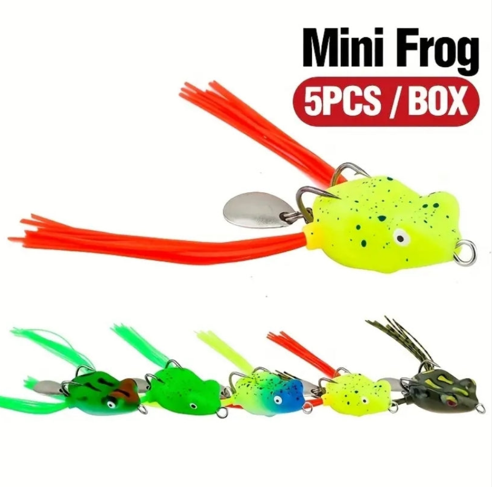 5 Piece Frog Spoon Lures 1 Inch Body