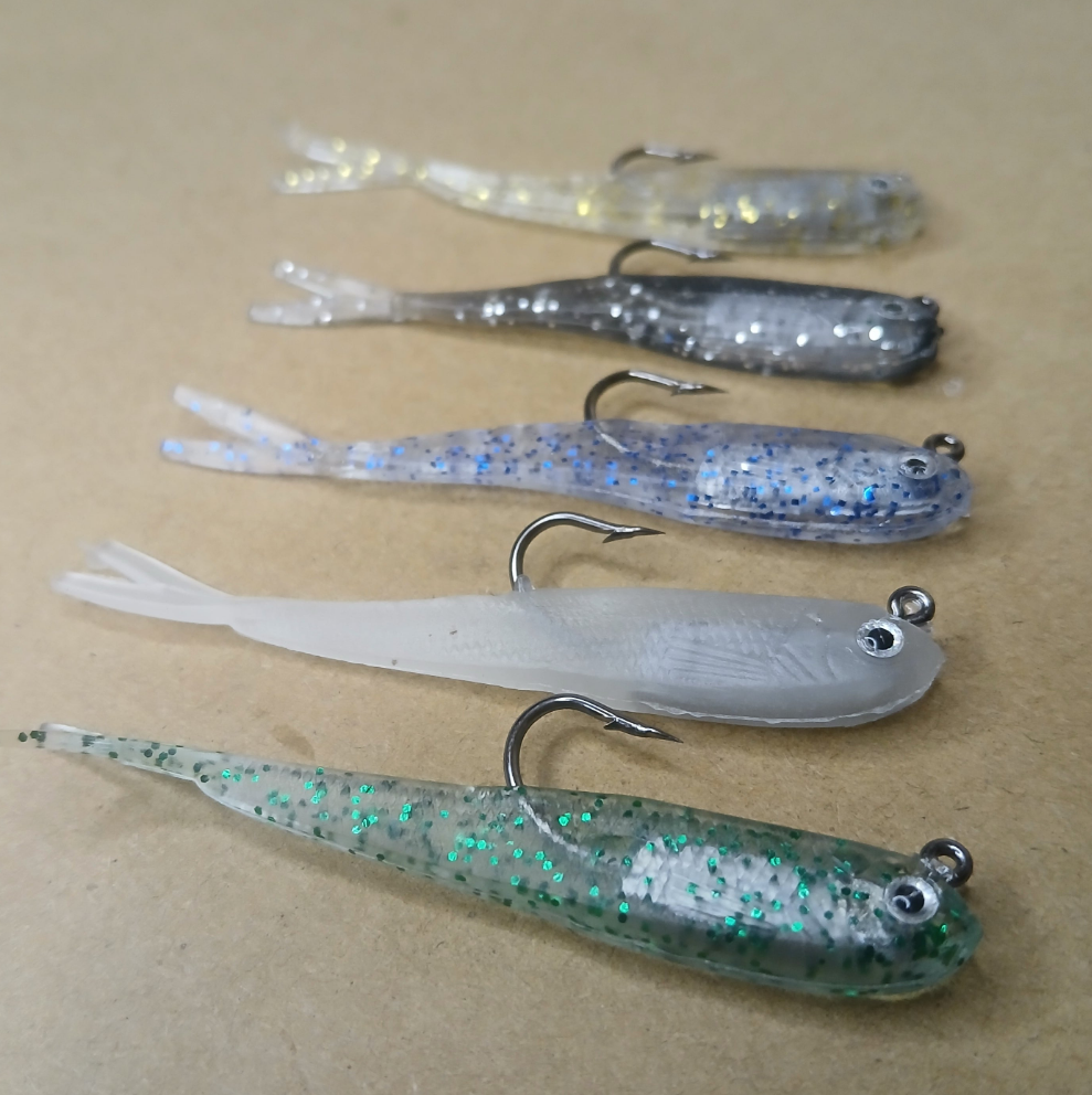 5 Pack Fluke Jighead Lures ( 2.94 inch - 1/5th Oz)