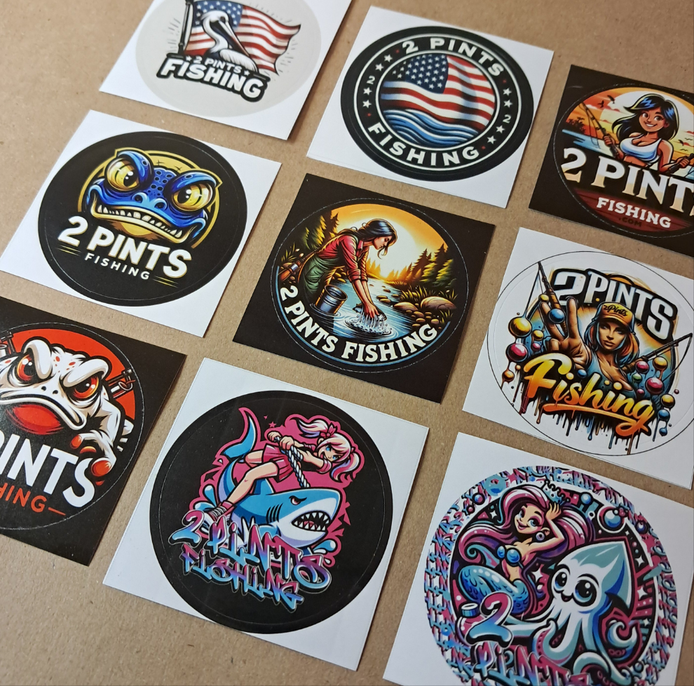 9 Pack Stickers - First Edition 2 Pints Fishing Stickers 2 inch