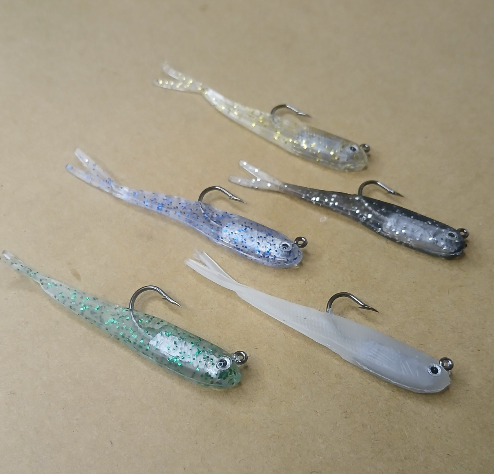 5 Pack Fluke Jighead Lures ( 2.94 inch - 1/5th Oz)