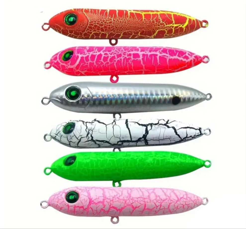 3pcs Super Spook Fishing Lure, Topwater Catfish Fishing Lure, Bionic Hard Bait - PVC Body Stainless Steel Treble Hook X2