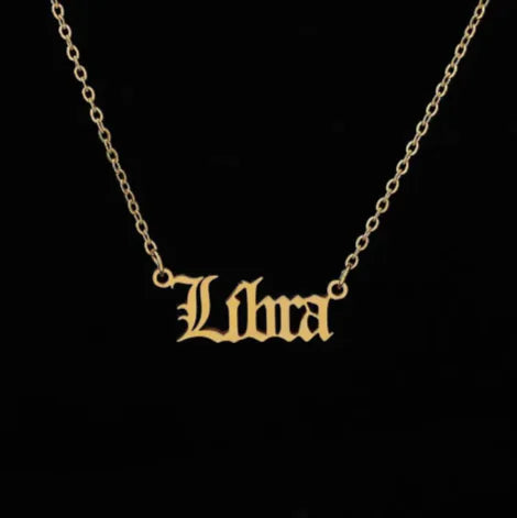 12 Zodiac Stainless Steel Pendant Necklace with Gold Chain