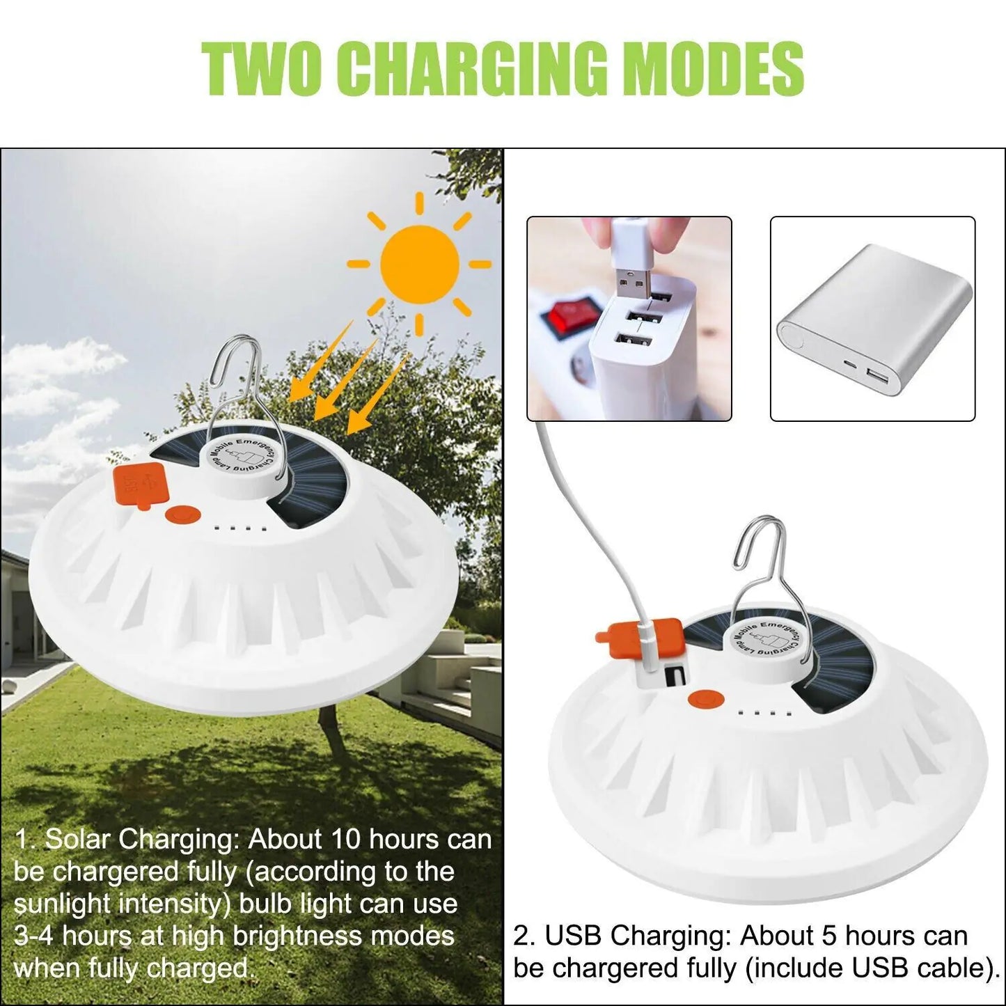 Rechargeable 60 LED Outdoor Camping Tent Light USB & Solar Lantern