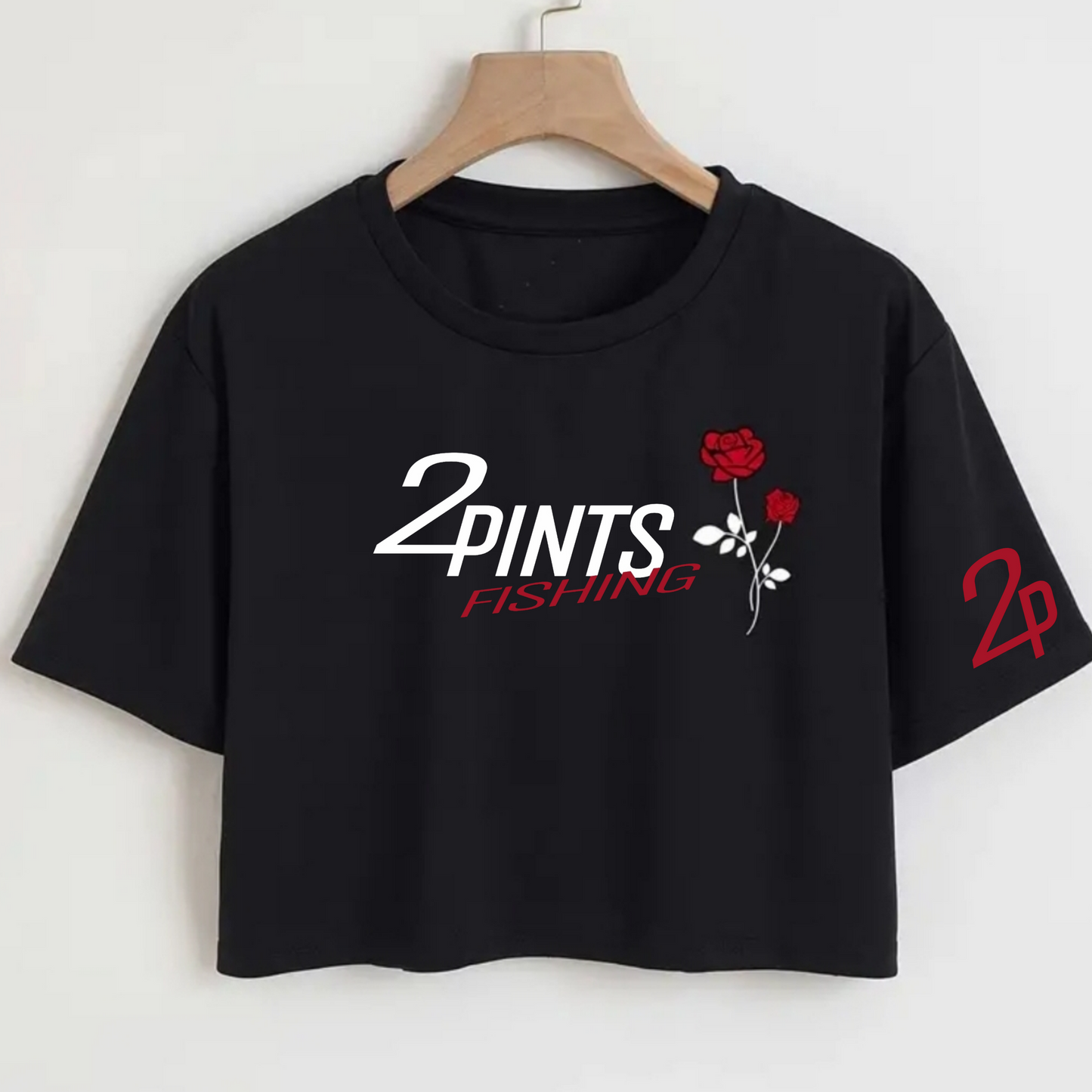 Fishing and Roses Crop Top T-Shirt - Baggy Comfortable Fit - Breathable Soft Shirt