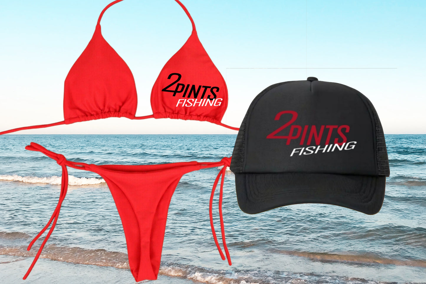 3-Piece Bikini + Hat Swimwear Set